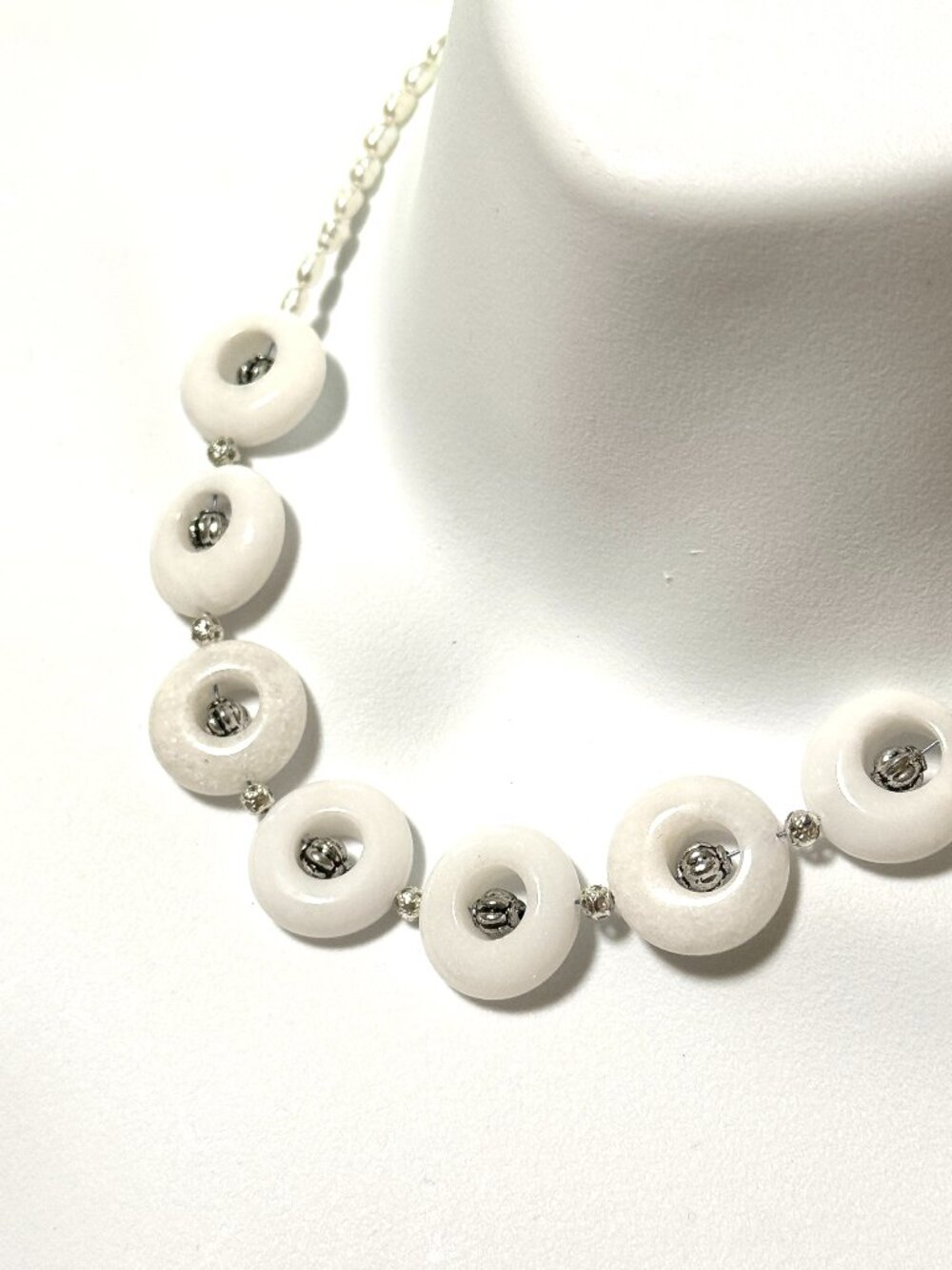 The Luna Collar, Genuine Milky Quartz & Freshwater Pearl Statement Necklace